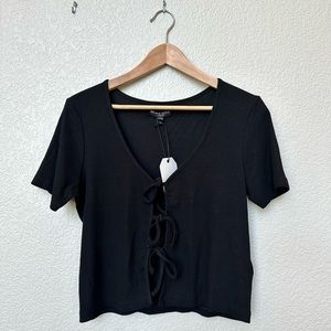 Brave Soul London Black T-Short with Front Ties